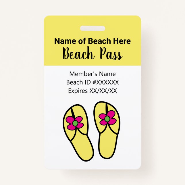 Tarjeta De Identificación Paso de playa (Anverso)
