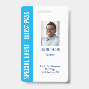 Tarjeta De Identificación Paso fotográfico de seguridad de eventos especiale