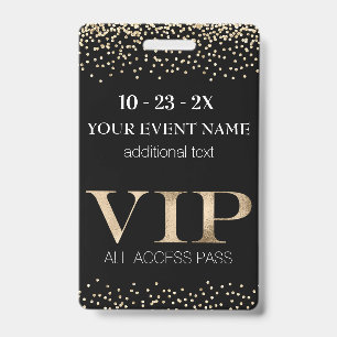 Tarjeta De Identificación Paso VIP de evento Black and Gold