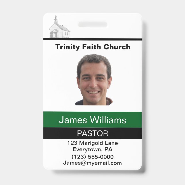 Tarjeta De Identificación Pastor Custom ID Badge (Parte frontal)