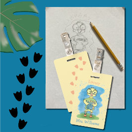 Tarjeta De Identificación Pato Adorable con Pase de Sala de Biblioteca Amari