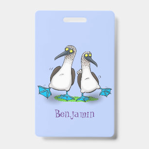 Tarjeta De Identificación Patos azules divertidos y felices bailando dibujos