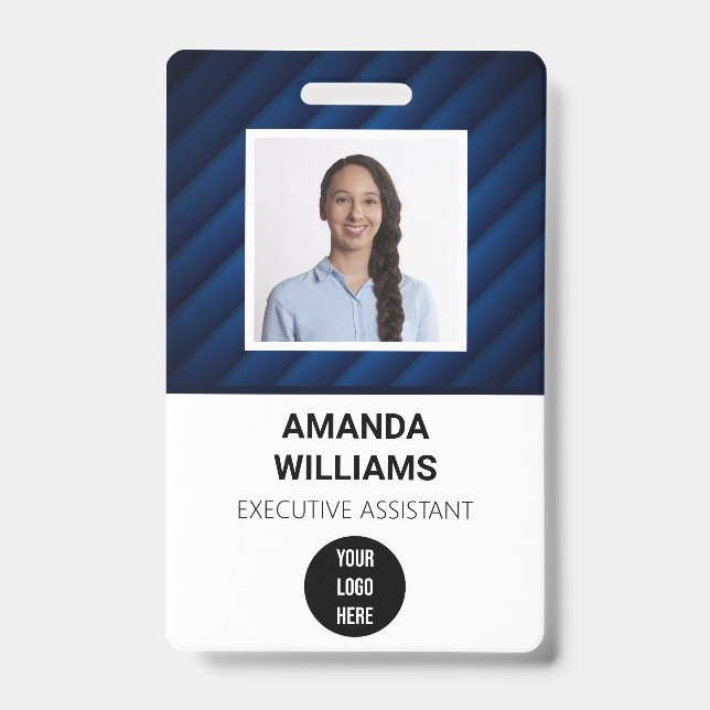 Tarjeta De Identificación Patrón azul Empleado Código QR Nombre de código de (Parte frontal)