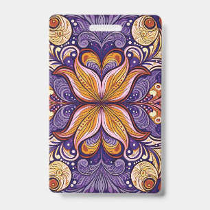Tarjeta De Identificación Patrón Batik Púrpura