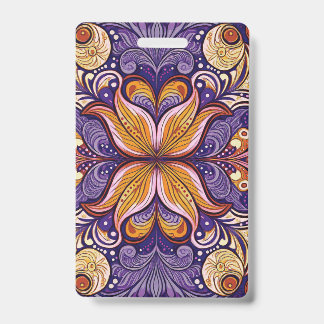Tarjeta De Identificación Patrón Batik Púrpura