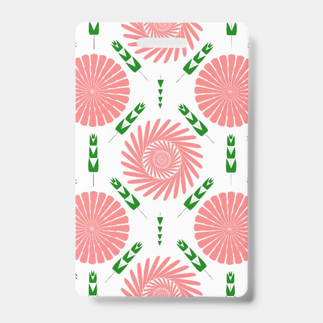 Tarjeta De Identificación patrón con flores rosas (Parte frontal)