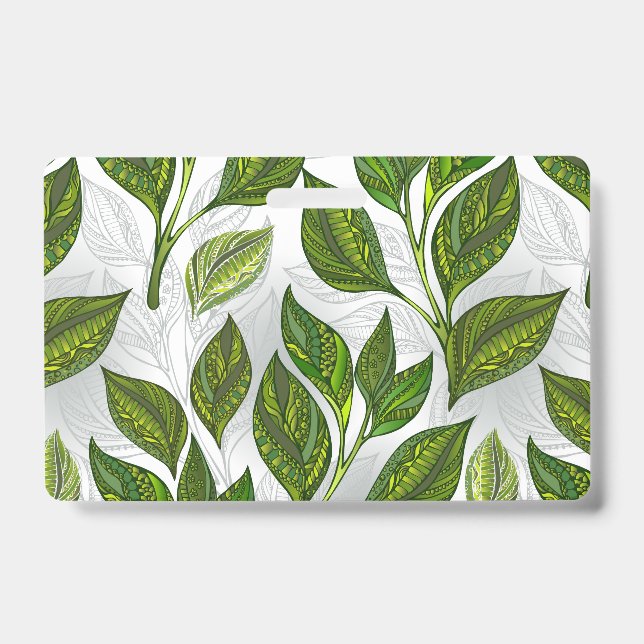 Tarjeta De Identificación Patrón continuo con hojas de té verde (Parte frontal)