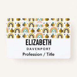 Tarjeta De Identificación Patrón de abejas y arbustos