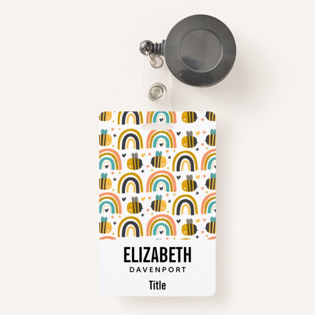 Tarjeta De Identificación Patrón de abejas y arbustos (Anverso retráctil)