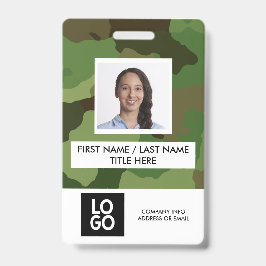 Tarjeta De Identificación Patrón de camuflaje Foto personalizada de empleado