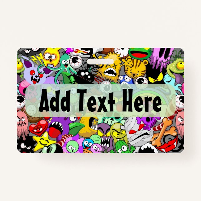 Tarjeta De Identificación Patrón de Halloween de personajes adorables (Anverso)