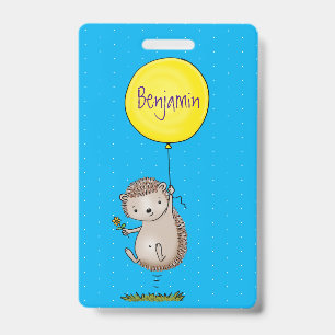Tarjeta De Identificación Patrón de hedgehog y personalizado de globos