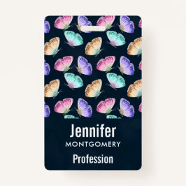 Tarjeta De Identificación Patrón de mariposa de color de agua pastel de boni