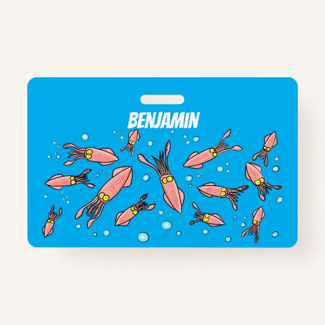 Tarjeta De Identificación Patrón de personalizado de calamar rosa gracioso (Anverso)