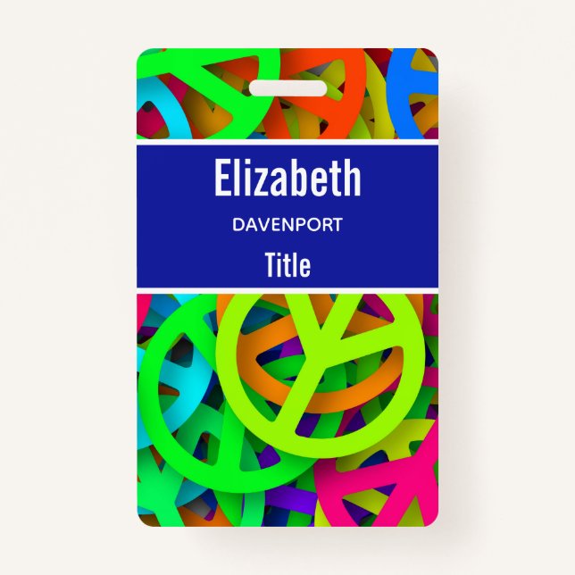 Tarjeta De Identificación Patrón de signos de paz Groovy Sixties Vibe (Anverso)