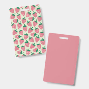 Tarjeta De Identificación Patrón de verano de fresa rosa