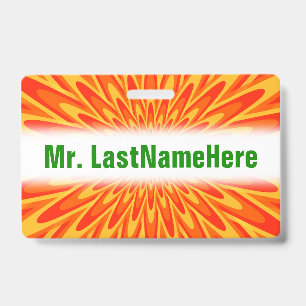 Tarjeta De Identificación Patrón Explosivo Rojo, Naranja, Amarillo + Nombre 