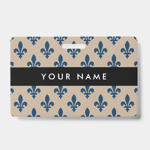 Tarjeta De Identificación Patrón Fleur de Lis, francés, real, azul marino