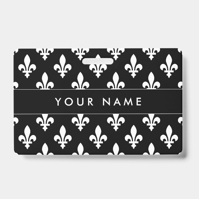 Tarjeta De Identificación Patrón Fleur de Lis, francés, real, blanco (Parte frontal)