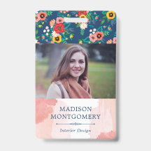 Patrón floral Boho y foto color de agua rosa Rubor