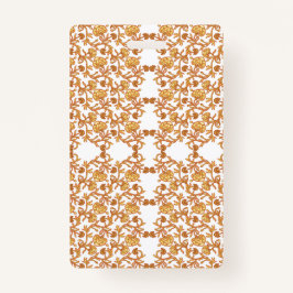 Tarjeta De Identificación Patrón floral simétrico con motivos naranjas