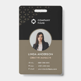 Tarjeta De Identificación Patrón resumen de foto de empleado de color marrón