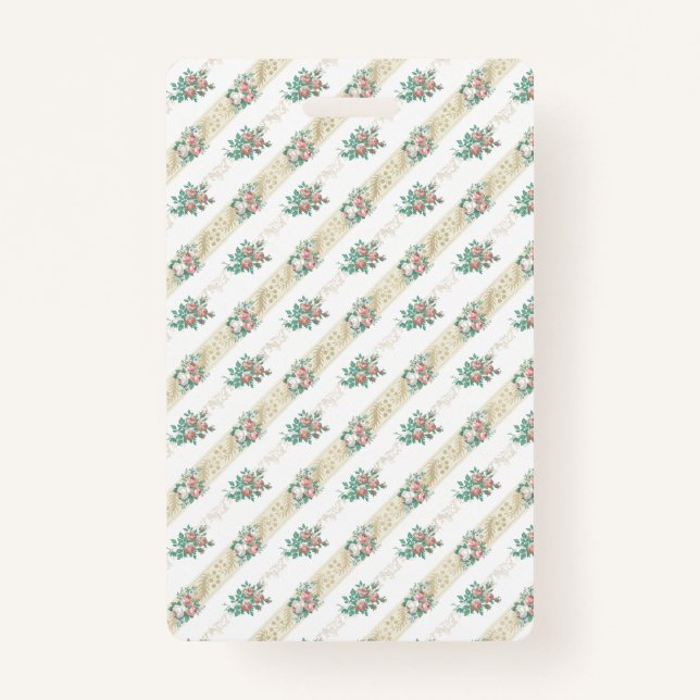 Tarjeta De Identificación Patrón Rosa de época - Insignia (Anverso)