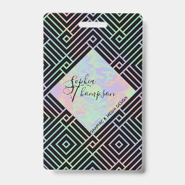 Tarjeta De Identificación Patrón simétrico holográfico moderno - Insignia