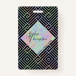 Tarjeta De Identificación Patrón simétrico holográfico moderno: placa