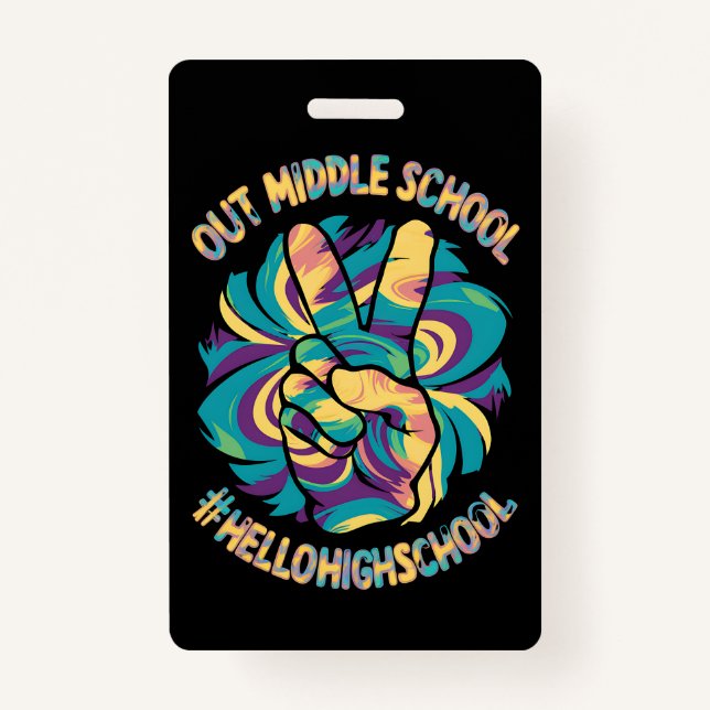 Tarjeta De Identificación Peace Out Middle Hello School High School Tye (Anverso)