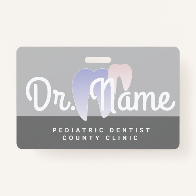 Tarjeta De Identificación Pediatra Dentista Moderna Ombre Dental (Anverso)