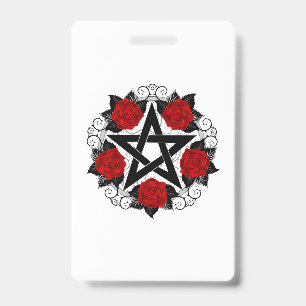 Tarjeta De Identificación Pentagram con rosas rojas