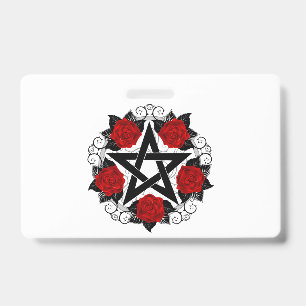 Tarjeta De Identificación Pentagram con rosas rojas