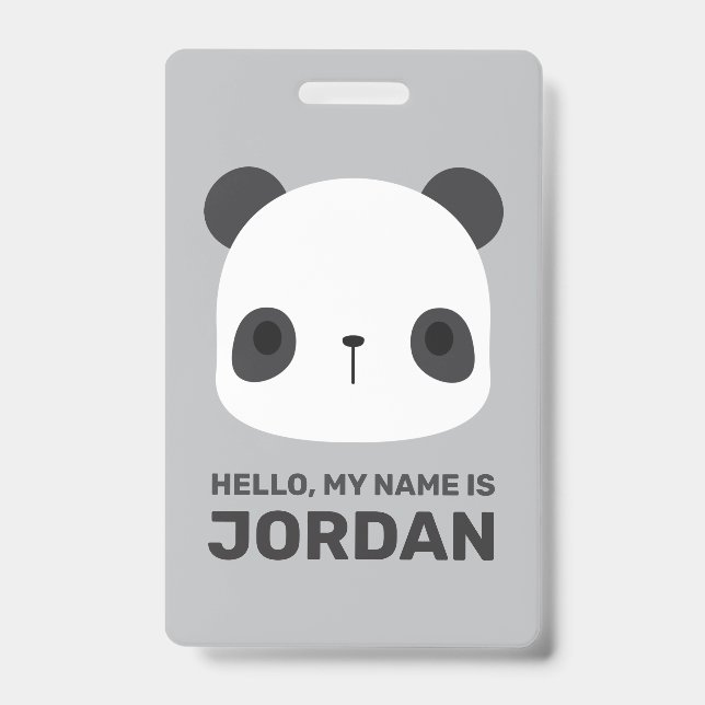 Tarjeta De Identificación Pequeño oso oso panda con nombre personalizado (Parte frontal)