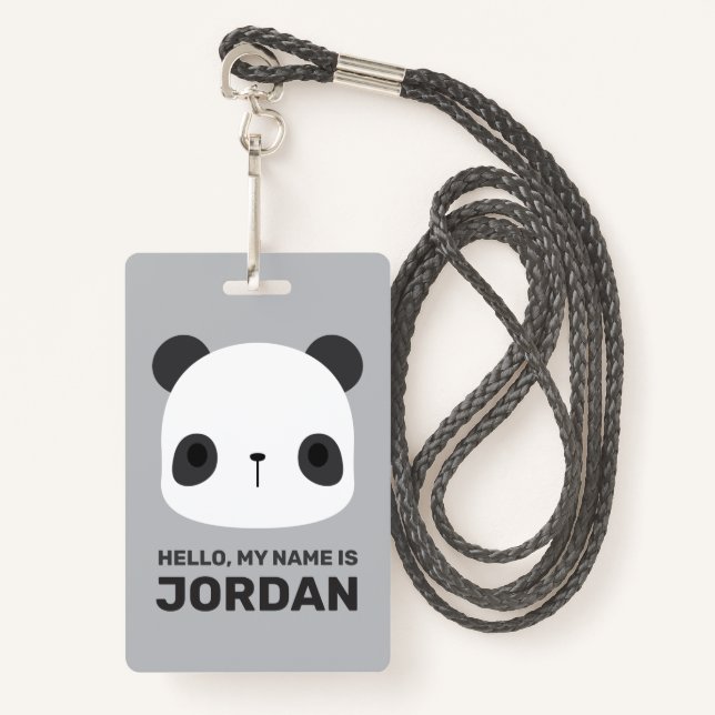 Tarjeta De Identificación Pequeño oso oso panda con nombre personalizado (Anverso son cordón)