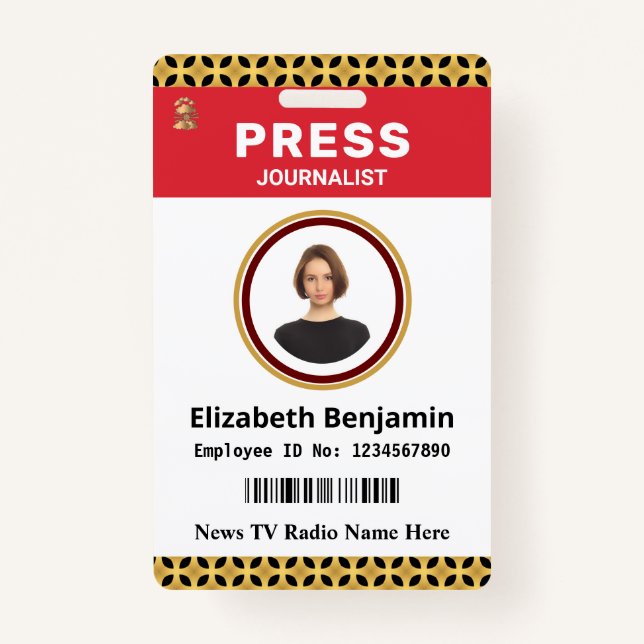 Tarjeta De Identificación Periodista de Media Press Pass Personalizado de ta (Anverso)