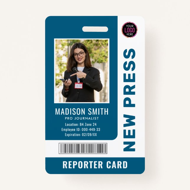 Tarjeta De Identificación Periodista Press Pass Photo ID (Anverso)