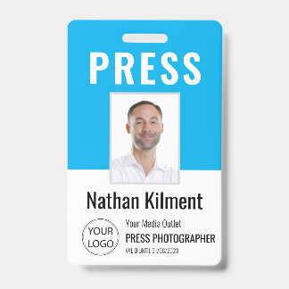 Tarjeta De Identificación Periodista Press Pass Photo Name ID Logotipo de id