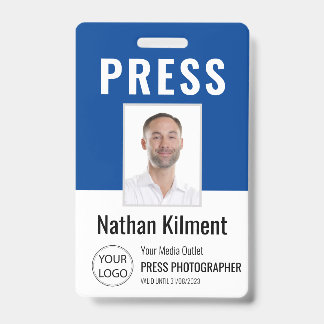 Tarjeta De Identificación Periodista Press Pass Photo Name ID Logotipo de id