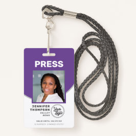 Tarjeta De Identificación Periodista Press Pass Purple and White Photo ID