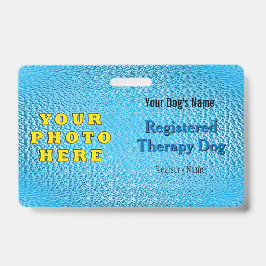Tarjeta De Identificación Perro con terapia registrada - Bright Blue Badge