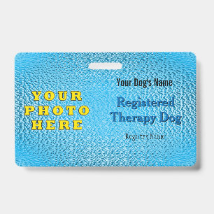 Tarjeta De Identificación Perro con terapia registrada - Bright Blue Badge