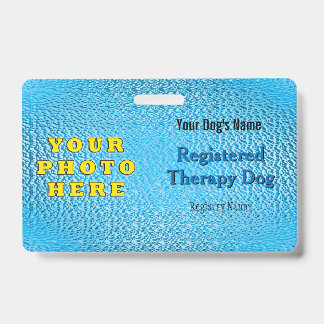 Tarjeta De Identificación Perro con terapia registrada - Bright Blue Badge