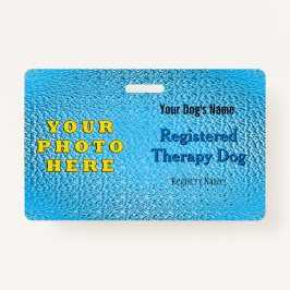 Tarjeta De Identificación Perro con terapia registrada - Bright Blue Badge