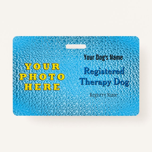 Tarjeta De Identificación Perro con terapia registrada - Bright Blue Badge (Anverso)