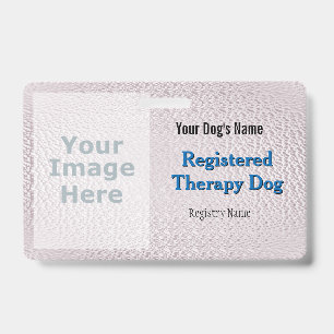 Tarjeta De Identificación Perro con terapia registrada - Insignia rosa clara