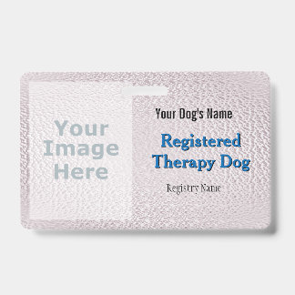 Tarjeta De Identificación Perro con terapia registrada - Insignia rosa clara