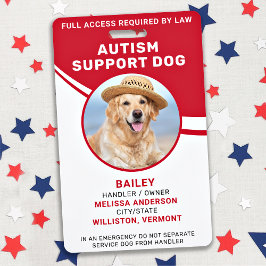 Tarjeta De Identificación Perro de Apoyo para el Autismo Servicio de Perro c