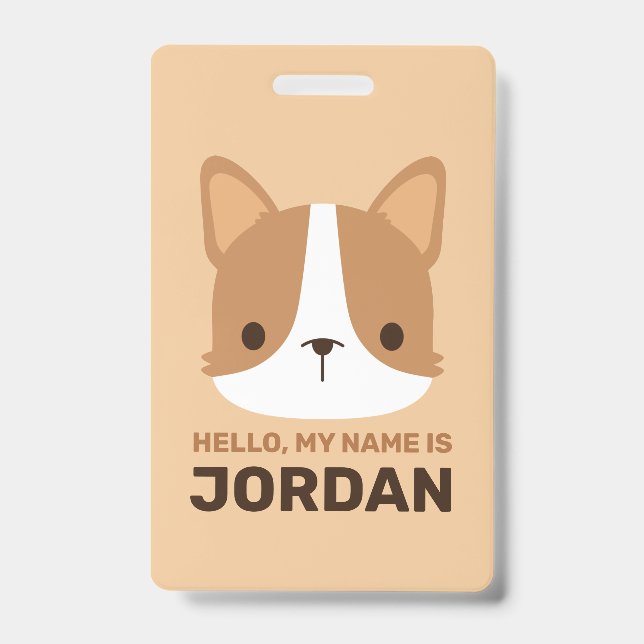 Tarjeta De Identificación Perro de Corgi con nombre personalizado (Front)