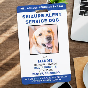 Tarjeta De Identificación Perro de Servicio de Alerta de Crisis Epilépticas